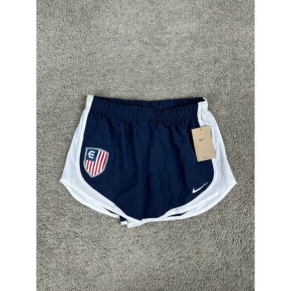 Nike Shorts Womens Medium Tempo Dri-Fit Running Blue White Lined Athletic * - Picture 1 of 15